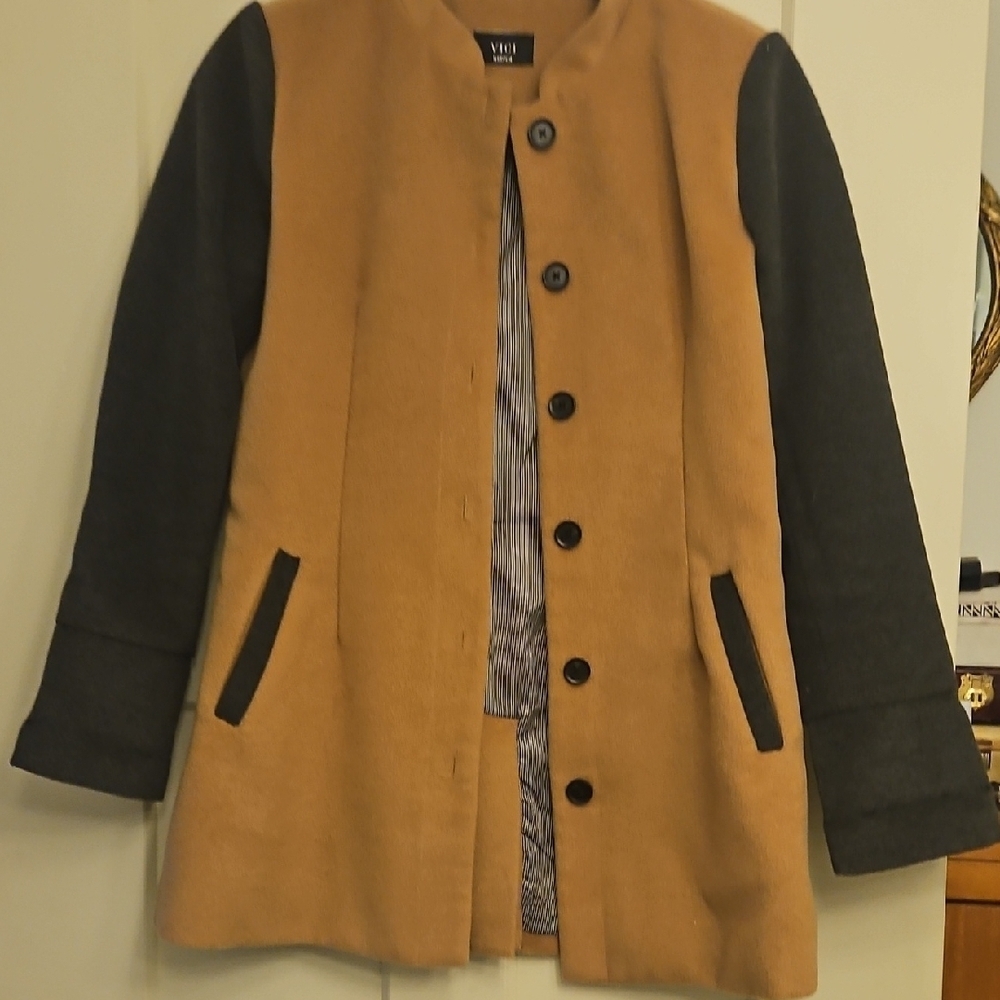 Vici Camel and Charcoal Teddy Jacket